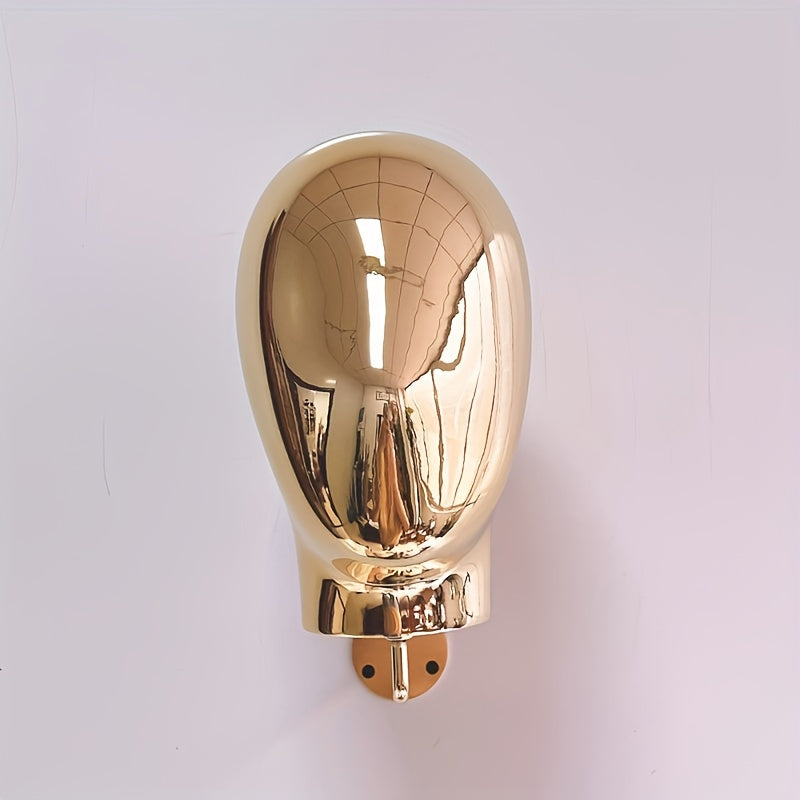 Golden Wall-Mounted Mannequin Head for Wig Display & Storage, Hairdressing Accessory Organizer