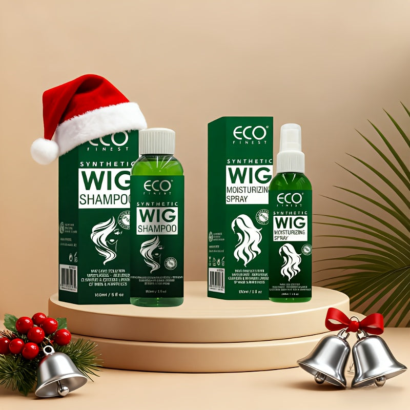 Wig Care Shampoo & Moisturizing Spray Set - Cleans & Revitalizes Synthetic Wigs, Adds Volume & Shine, Coconut Oil Formula for Tangle-Free Smoothness, Long-Lasting Freshness