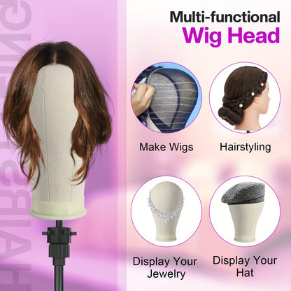 Adjustable Wig Stand Featuring a Mannequin Head - Wig Support with Head for Styling - Cosmetology Manikin Head Set