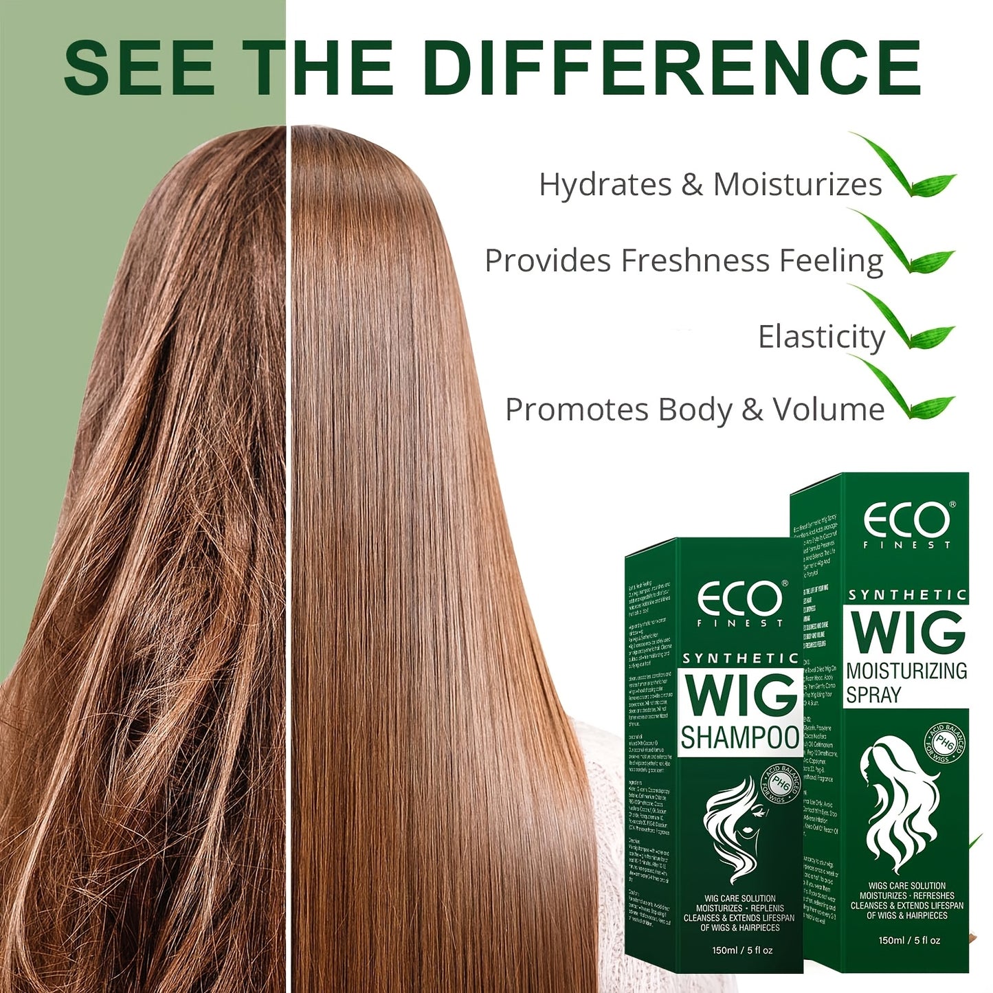 Wig Care Shampoo & Moisturizing Spray Set - Cleans & Revitalizes Synthetic Wigs, Adds Volume & Shine, Coconut Oil Formula for Tangle-Free Smoothness, Long-Lasting Freshness