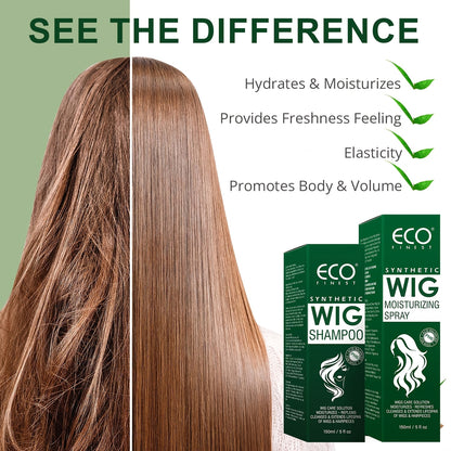 Wig Care Shampoo & Moisturizing Spray Set - Cleans & Revitalizes Synthetic Wigs, Adds Volume & Shine, Coconut Oil Formula for Tangle-Free Smoothness, Long-Lasting Freshness