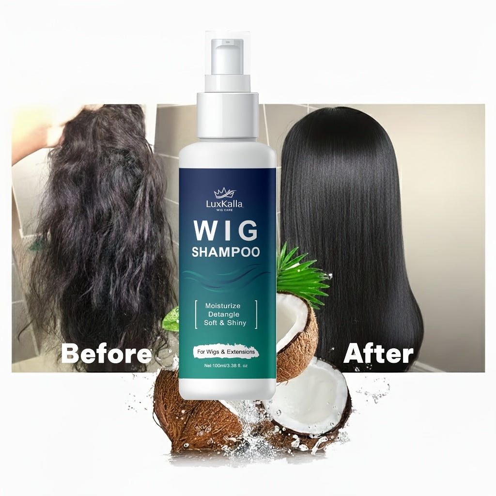 2pcs LuxKalla 2-in-1 Shampoo for Synthetic Hair: Soaking And Rinsing, Deep Cleansing, Revitalizing, Moisturizing, Detangling