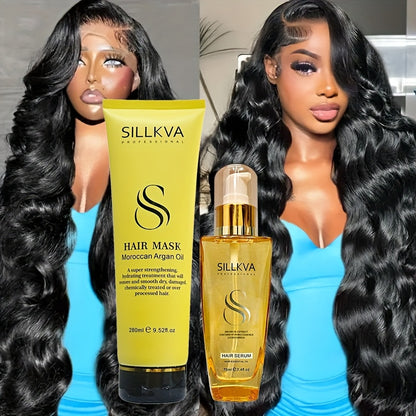 SILLKVA Argan Oil & Keratin Wig Hair Care Set - Vitamin E Infused Oil for Synthetic & Human Hair Wigs | Deep, Intense Moisturizing, Smooth & Shine-Enhancing, Salon-Quality Care for Men & Women