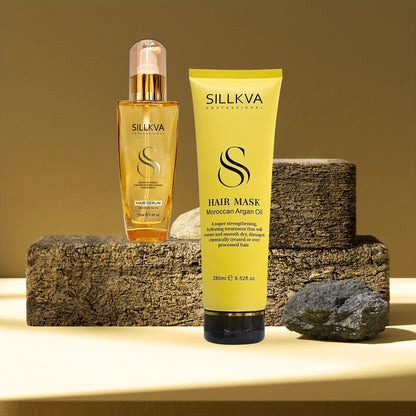 SILLKVA Argan Oil & Keratin Wig Hair Care Set - Vitamin E Infused Oil for Synthetic & Human Hair Wigs | Deep, Intense Moisturizing, Smooth & Shine-Enhancing, Salon-Quality Care for Men & Women