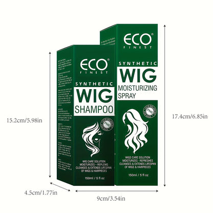 Wig Care Shampoo & Moisturizing Spray Set - Cleans & Revitalizes Synthetic Wigs, Adds Volume & Shine, Coconut Oil Formula for Tangle-Free Smoothness, Long-Lasting Freshness