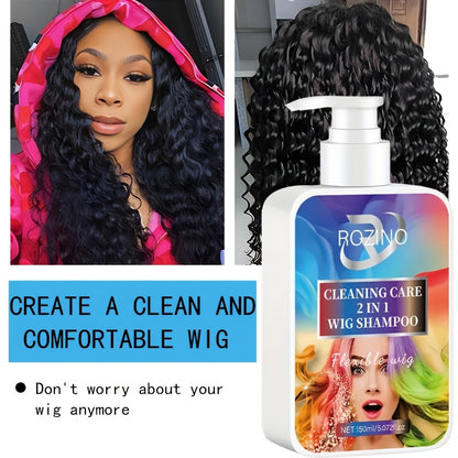 5.07oz Rozino 2-in-1 Wig Shampoo and Conditioner, Gentle Formula for Delicate Fibers, Keeps Your Hair Looking as Beautiful as the Day You Got It, Scalp Care, Wig Maintenance, Nongreasy Formula, Lightweight Shampoo, Glycerin Enriched, Moisturizing