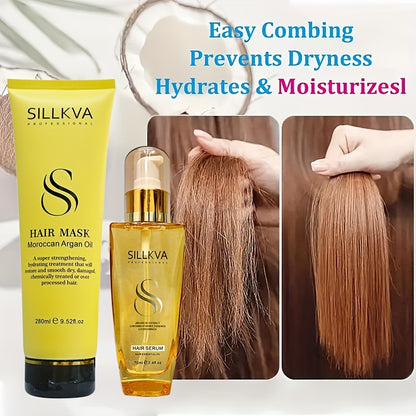 SILLKVA Argan Oil & Keratin Wig Hair Care Set - Vitamin E Infused Oil for Synthetic & Human Hair Wigs | Deep, Intense Moisturizing, Smooth & Shine-Enhancing, Salon-Quality Care for Men & Women