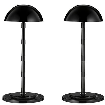 2 Black Plastic Wig Stands | Adjustable Height, Portable, Non-Slip, Sturdy for Multiple Wigs and Hats Styling, Drying, Display