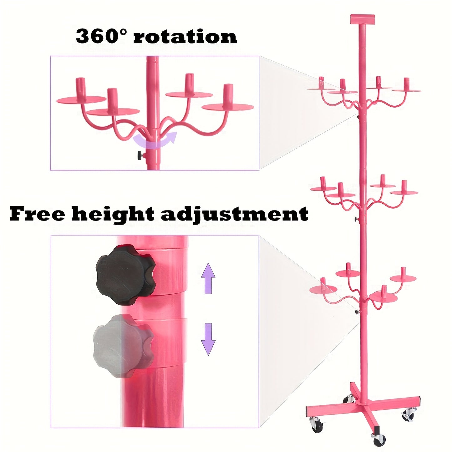Wig Head Stand for Styling 12-Head Wig Holder for Multiple Wigs Display Mannequin Head Stand Tripod Metal Wig Organizer Storage Rack - Patent Protected