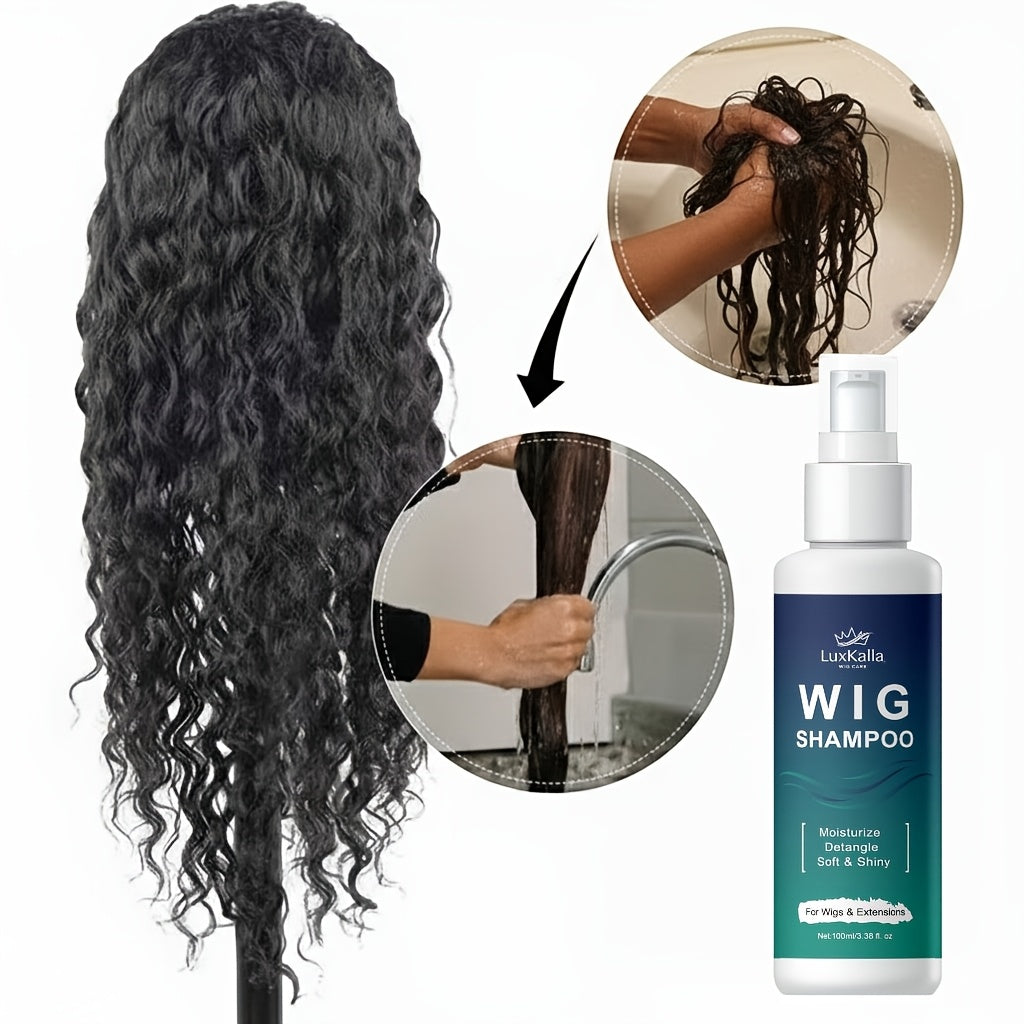 2pcs LuxKalla 2-in-1 Shampoo for Synthetic Hair: Soaking And Rinsing, Deep Cleansing, Revitalizing, Moisturizing, Detangling