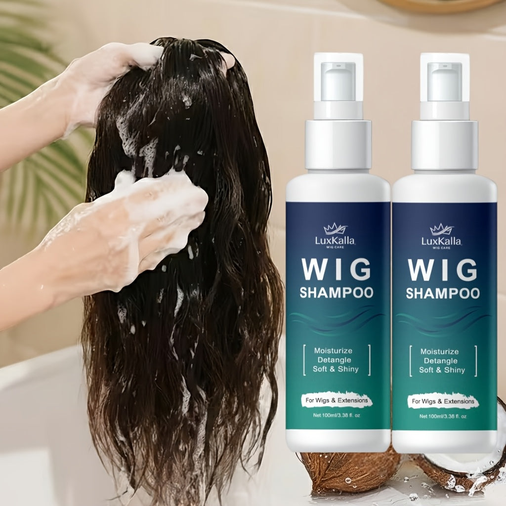 2pcs LuxKalla 2-in-1 Shampoo for Synthetic Hair: Soaking And Rinsing, Deep Cleansing, Revitalizing, Moisturizing, Detangling