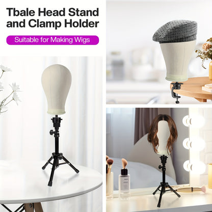 Adjustable Wig Stand Featuring a Mannequin Head - Wig Support with Head for Styling - Cosmetology Manikin Head Set