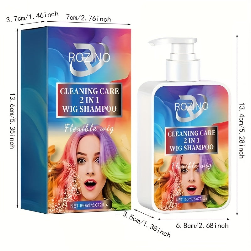 5.07oz Rozino 2-in-1 Wig Shampoo and Conditioner, Gentle Formula for Delicate Fibers, Keeps Your Hair Looking as Beautiful as the Day You Got It, Scalp Care, Wig Maintenance, Nongreasy Formula, Lightweight Shampoo, Glycerin Enriched, Moisturizing