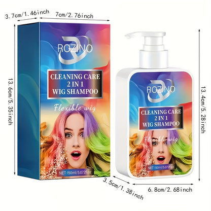 5.07oz Rozino 2-in-1 Wig Shampoo and Conditioner, Gentle Formula for Delicate Fibers, Keeps Your Hair Looking as Beautiful as the Day You Got It, Scalp Care, Wig Maintenance, Nongreasy Formula, Lightweight Shampoo, Glycerin Enriched, Moisturizing