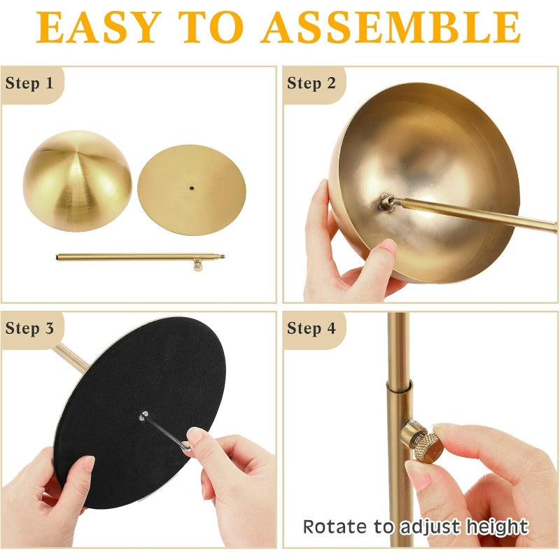 2pcs Sintuff Adjustable Height Hat & Wig Display Stand - Heavy-Duty Golden Plated ( Golden) Anti-Rust Wig Holder with Non-Slip Base, Adjustable 7.9\