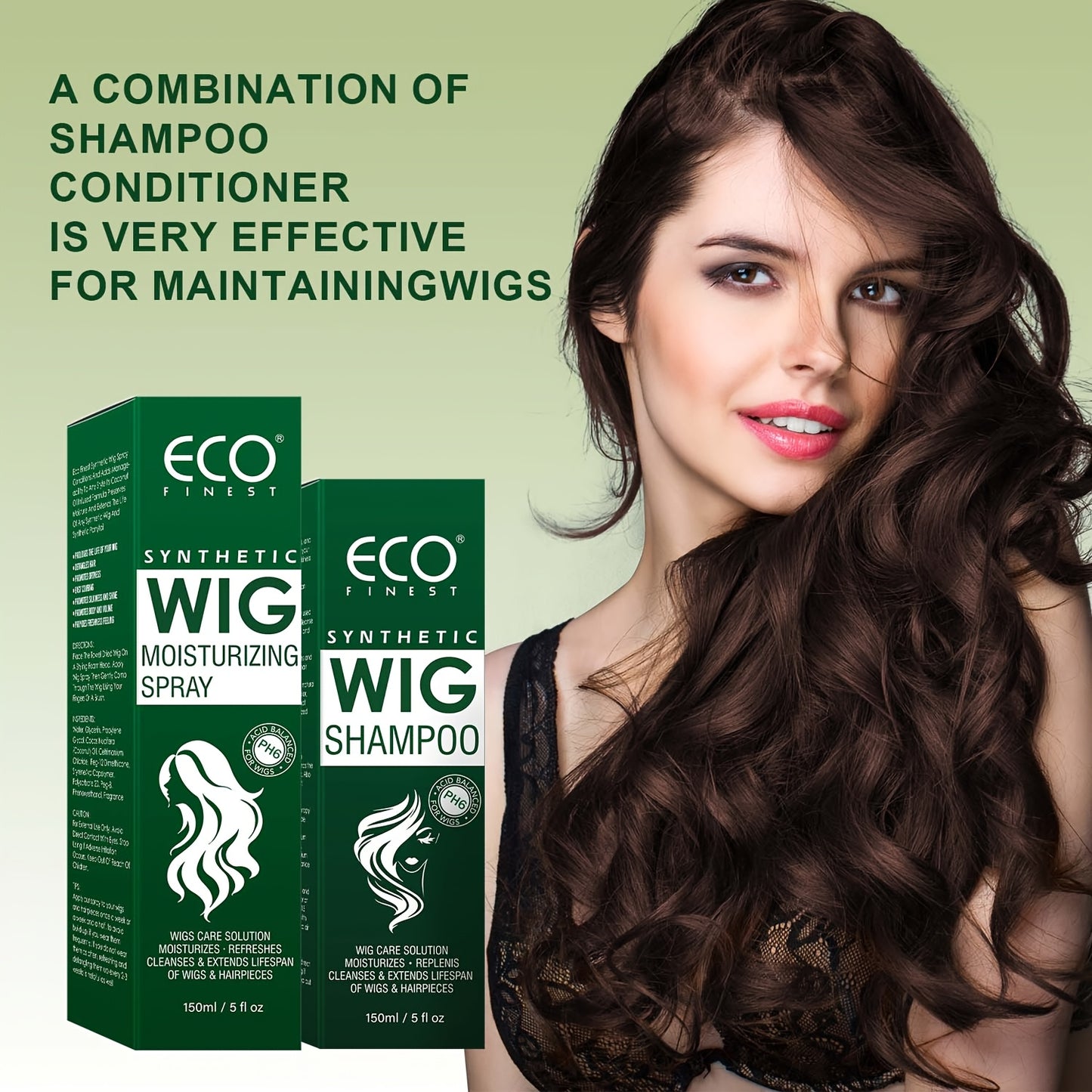 Wig Care Shampoo & Moisturizing Spray Set - Cleans & Revitalizes Synthetic Wigs, Adds Volume & Shine, Coconut Oil Formula for Tangle-Free Smoothness, Long-Lasting Freshness