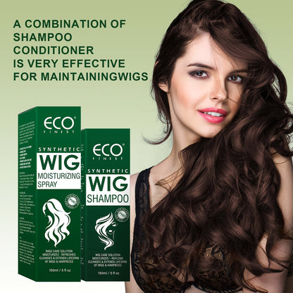 Wig Care Shampoo & Moisturizing Spray Set - Cleans & Revitalizes Synthetic Wigs, Adds Volume & Shine, Coconut Oil Formula for Tangle-Free Smoothness, Long-Lasting Freshness
