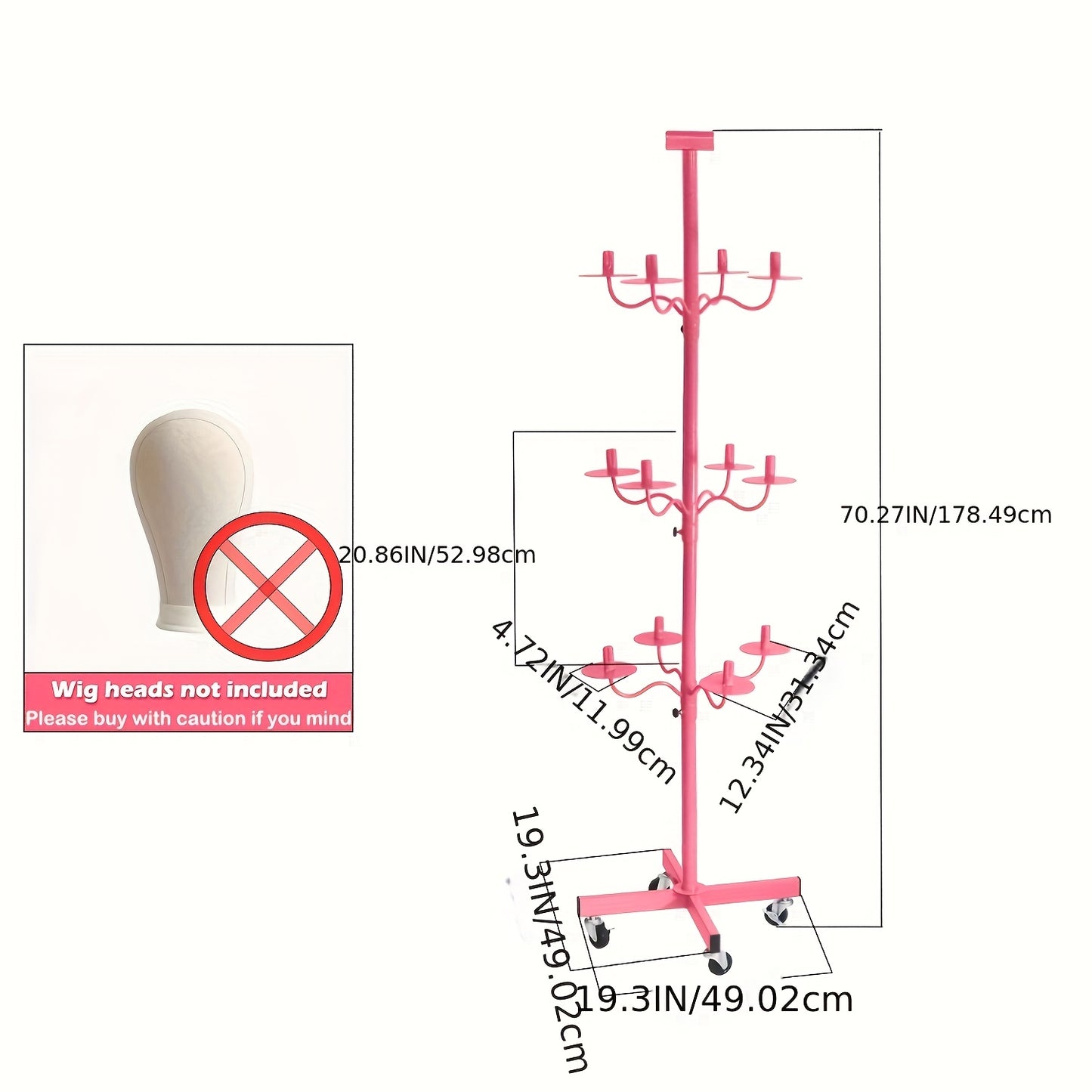 Wig Head Stand for Styling 12-Head Wig Holder for Multiple Wigs Display Mannequin Head Stand Tripod Metal Wig Organizer Storage Rack - Patent Protected