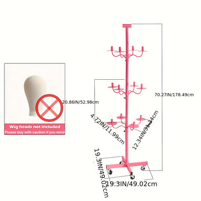 Wig Head Stand for Styling 12-Head Wig Holder for Multiple Wigs Display Mannequin Head Stand Tripod Metal Wig Organizer Storage Rack - Patent Protected