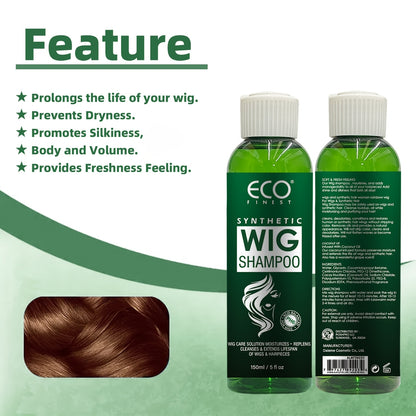 Wig Care Shampoo & Moisturizing Spray Set - Cleans & Revitalizes Synthetic Wigs, Adds Volume & Shine, Coconut Oil Formula for Tangle-Free Smoothness, Long-Lasting Freshness