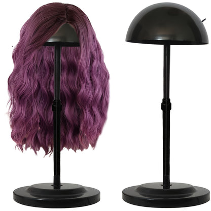2 Black Plastic Wig Stands | Adjustable Height, Portable, Non-Slip, Sturdy for Multiple Wigs and Hats Styling, Drying, Display
