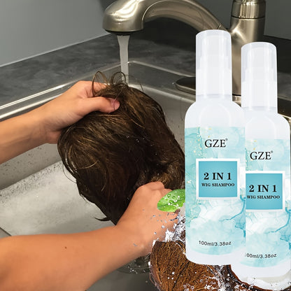 2 Pack GZE 2in 1 Synthetic Wig Shampoo Detangle Wig |Color-Safe| Promotes Body & Volume | Promote Silkiness